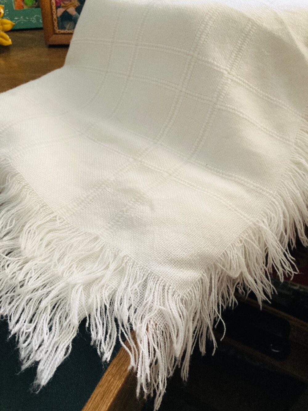Jason Maxwell Oversizes Winter White Scarf with Fringe